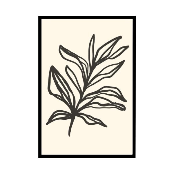 Black line art of leaves