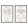 Two framed prints featuring minimalist line drawings of vases with flowers, labeled 'BOHO SOUL' at the bottom.