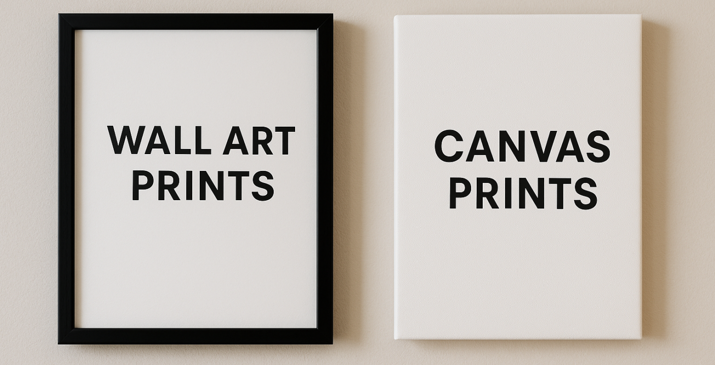 Wall Art Prints vs Canvas Prints hanging on wall