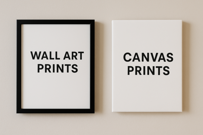 Wall Art Prints vs Canvas Prints hanging on wall